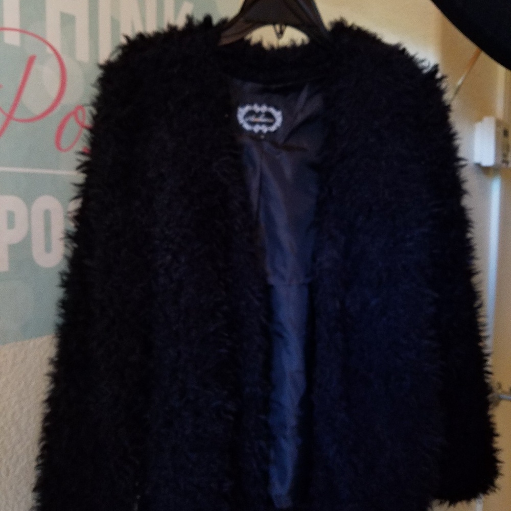 Black fuzzy coat